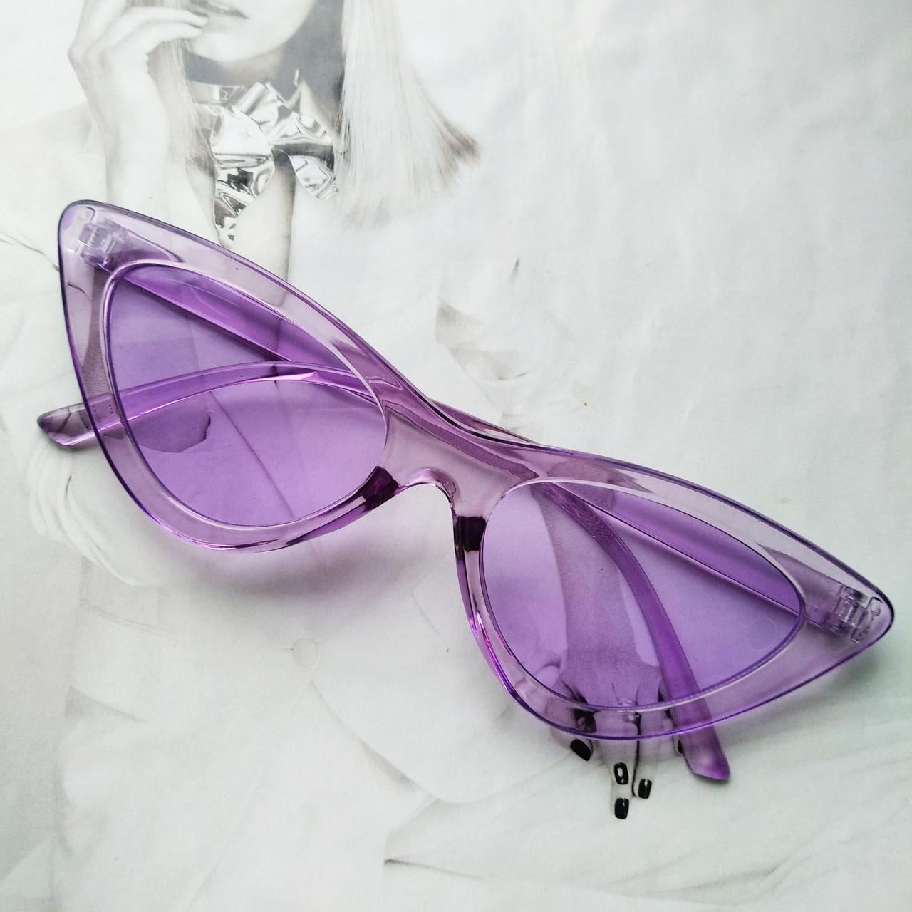 Очки треугольные солнцезащитные Кошачий глаз цветная оправа Сиреневый