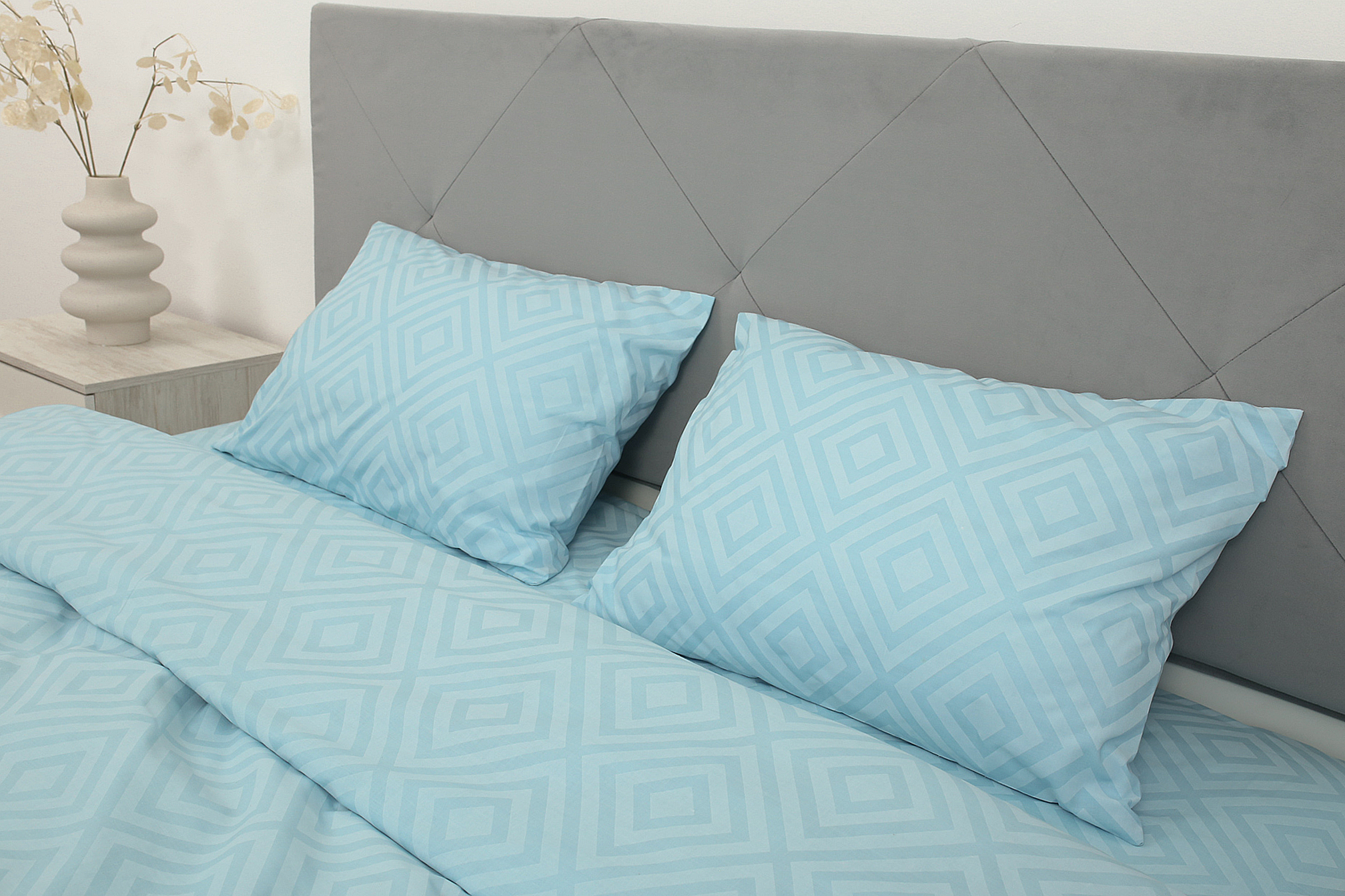 Комплект постільної білизни євро Amore Glux-146 бязь Блакитний (KPB-Ae-Glux-146blue(50x70) - фото 4 Комплект постільної білизни євро Amore Glux-146 бязь Блакитний (KPB-Ae-Glux-146blue(50x70) - фото 4