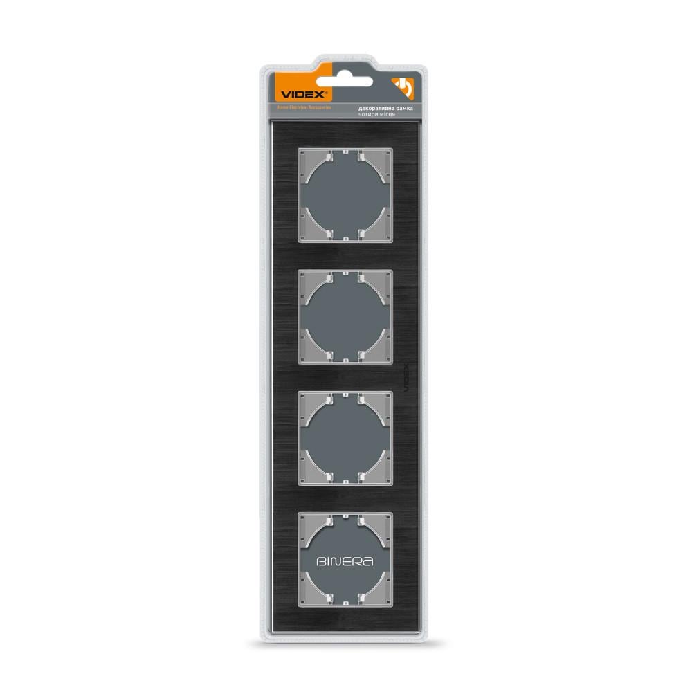 Рамка Videx BINERA 4-постовая горизонтальная Черный алюминий (12553)