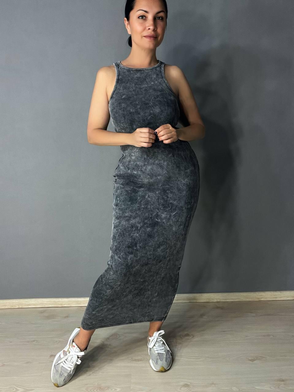 Платье женское MMC 240030 длинное в рубчик OS Черный (26938687) - фото 5