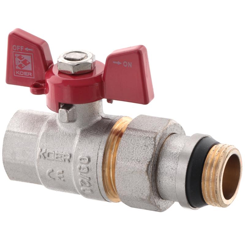 Кран шаровый KOER KR.227-Gi KR0189 1/2" ВЗ с американкой бабочка (81774) Кран шаровый KOER KR.227-Gi KR0189 1/2" ВЗ с американкой бабочка (81774)