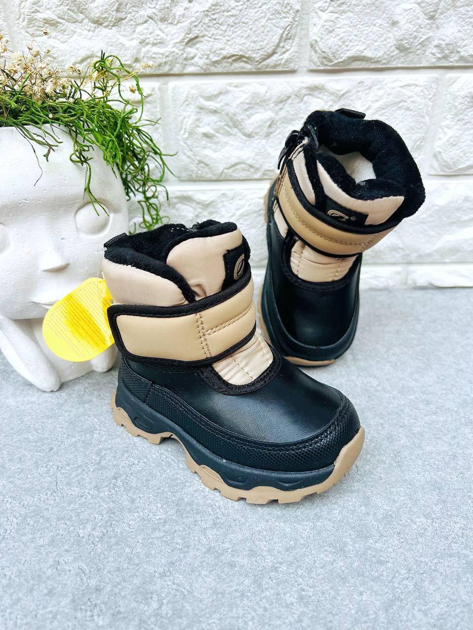 Дутики для хлопчика зимові Clibee 1613 р. 26 17,2 см Бежевий (1613-2)