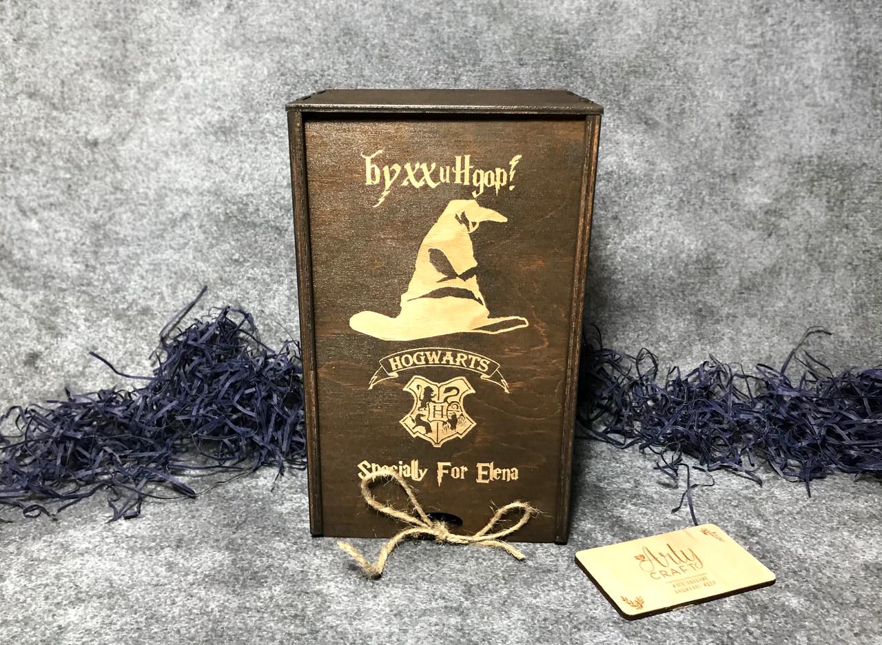 Келих для вина Bohemia з гравіюванням "БУХЛЯ" у дерев'яній коробочц 570 мл Палісандр (1411) - фото 2