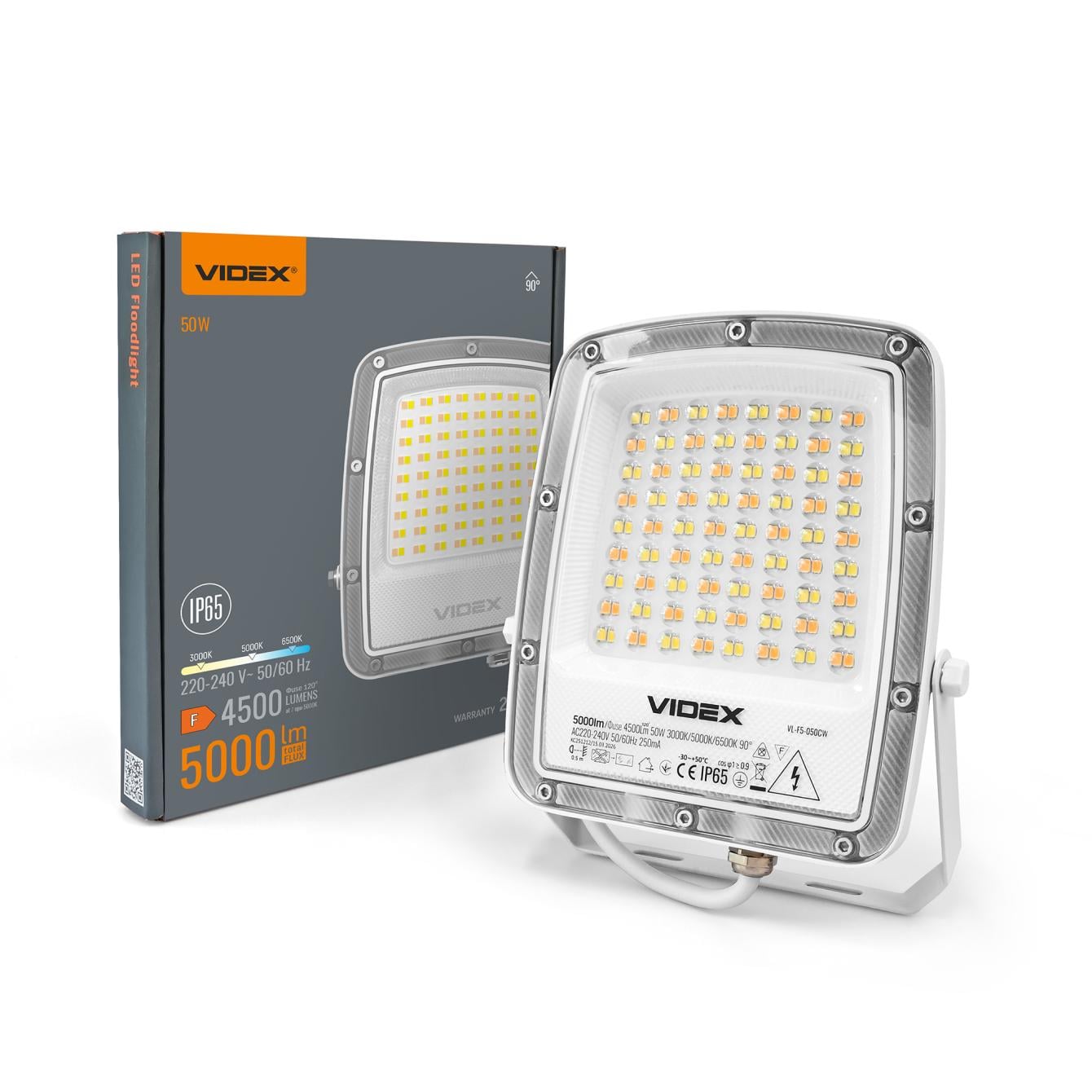 Прожектор LED Videx F5 VL-F5-050CW 50W 3000/400/6500K 230V White (29254)