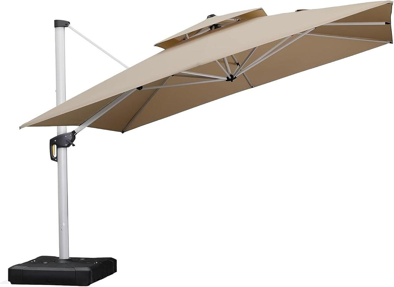 Садова парасоля WCG з LED-підсвіткою сонячною панеллю та чохлом 3х3 м