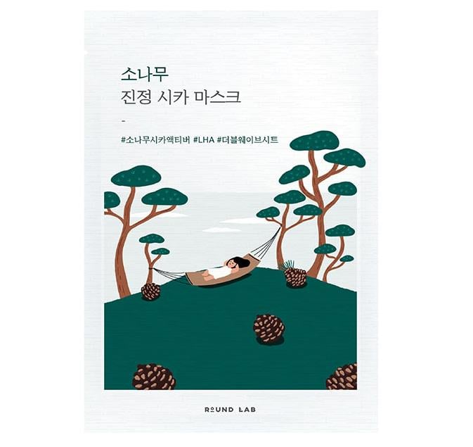 Маска тканевая успокаивающая с экстрактом игл сосны Round Lab Pine Calming Cica Mask Sheet 27 мл
