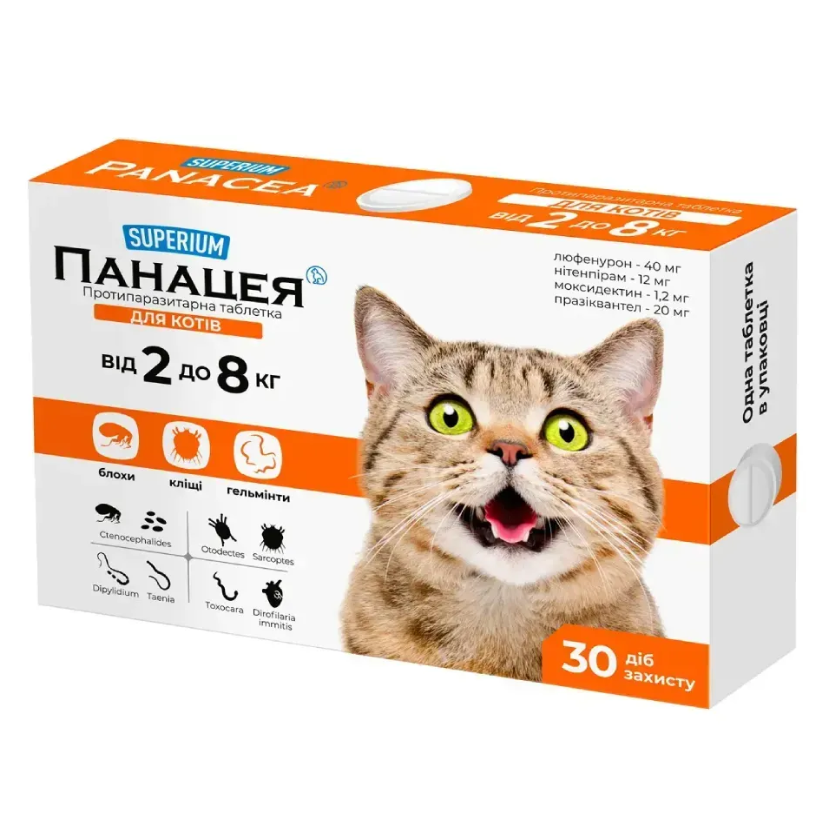 Панацея Супериум для кошек 2-8 кг 1 табл.