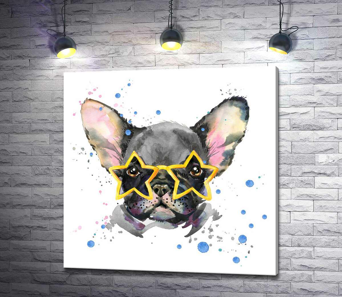 Картина ArtPoster Французский бульдог в звездных очках 100x100 см Модуль №1 (001484)