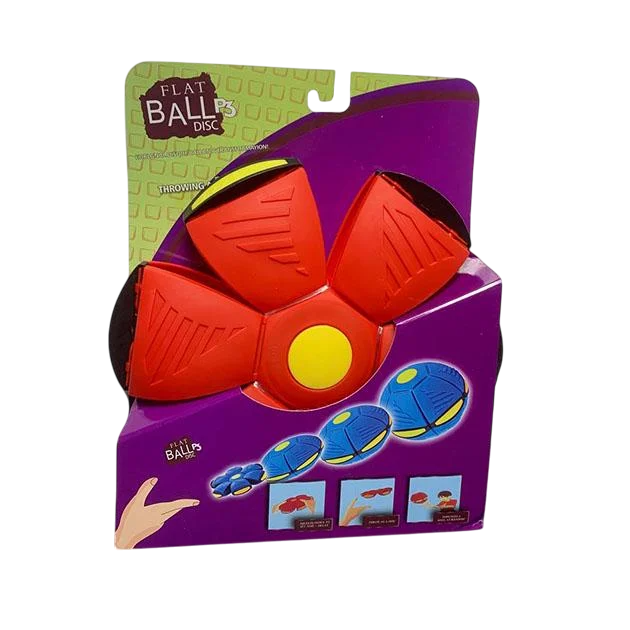 Мяч фрисби трансформер Летающий НЛО с LED подсветкой сложен в коробке Красный