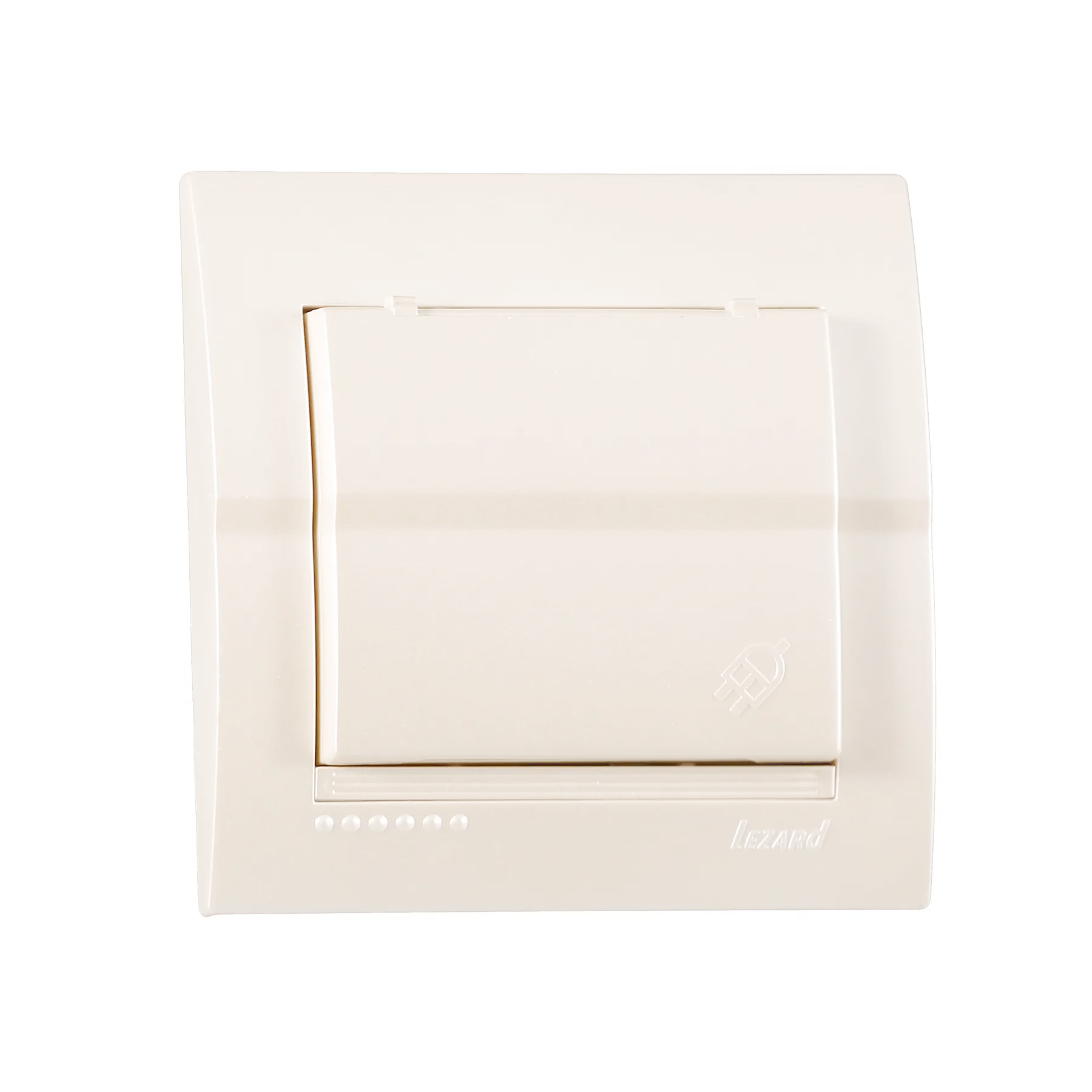 Розетка Lezard Deriy 1-я с заземлением и крышкой Белый металлик