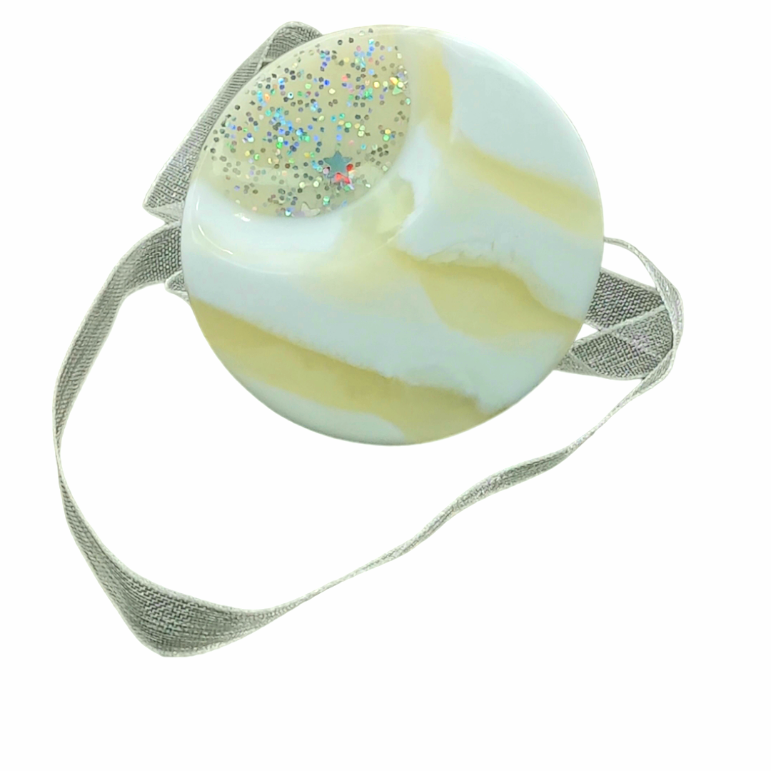 Магнит для штор Круг в полоску 4 см Белый с кремовым (487) Магнит для штор Круг в полоску 4 см Белый с кремовым (487)