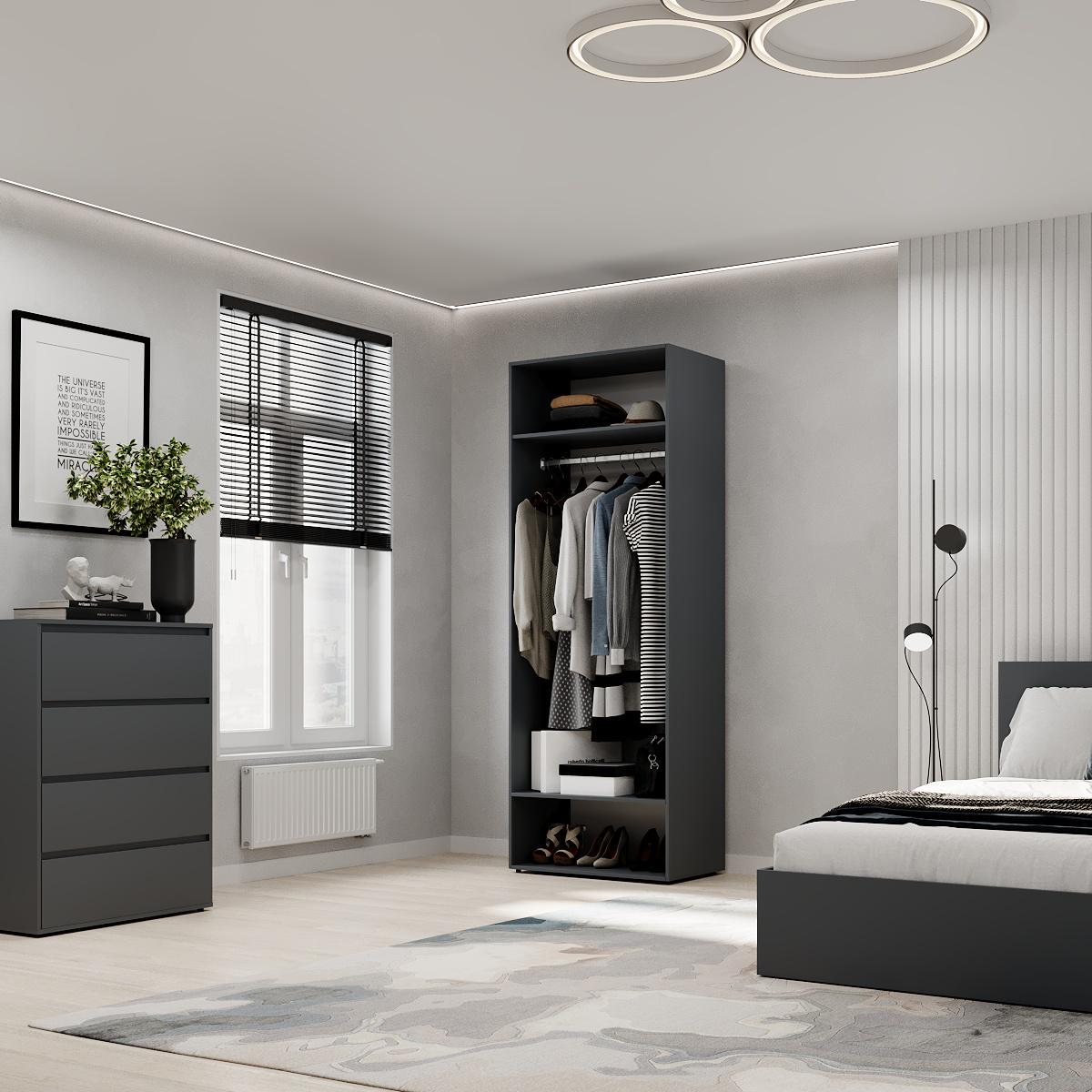 Шкаф распашной ART IN HEAD №1 Light 800x500x2200 мм Графит серый (GALT11070000000) - фото 4 Шкаф распашной ART IN HEAD №1 Light 800x500x2200 мм Графит серый (GALT11070000000) - фото 4