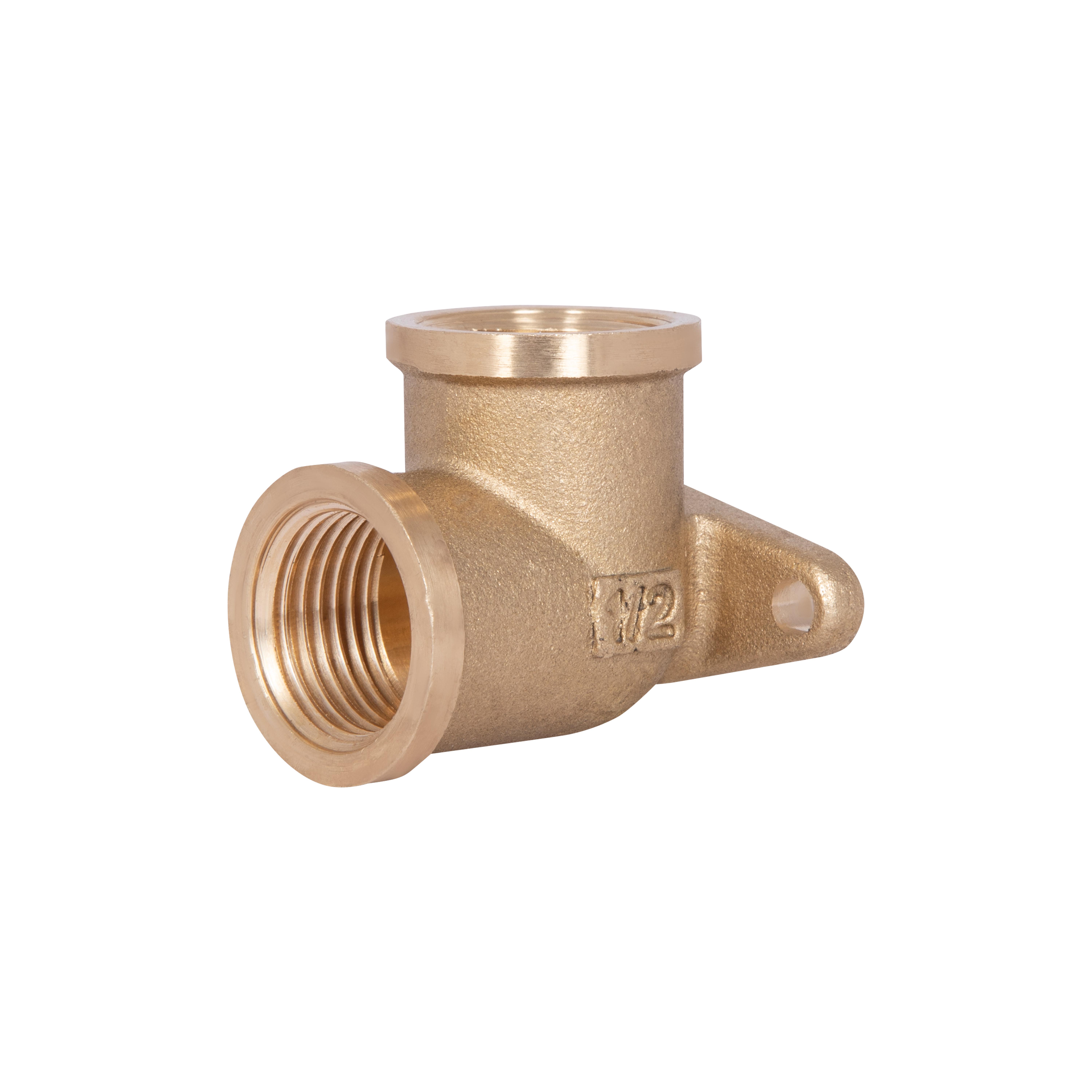 Угол латунный настенный Thermo Alliance Standart 1/2" ВВ Желтый (SD41815N)
