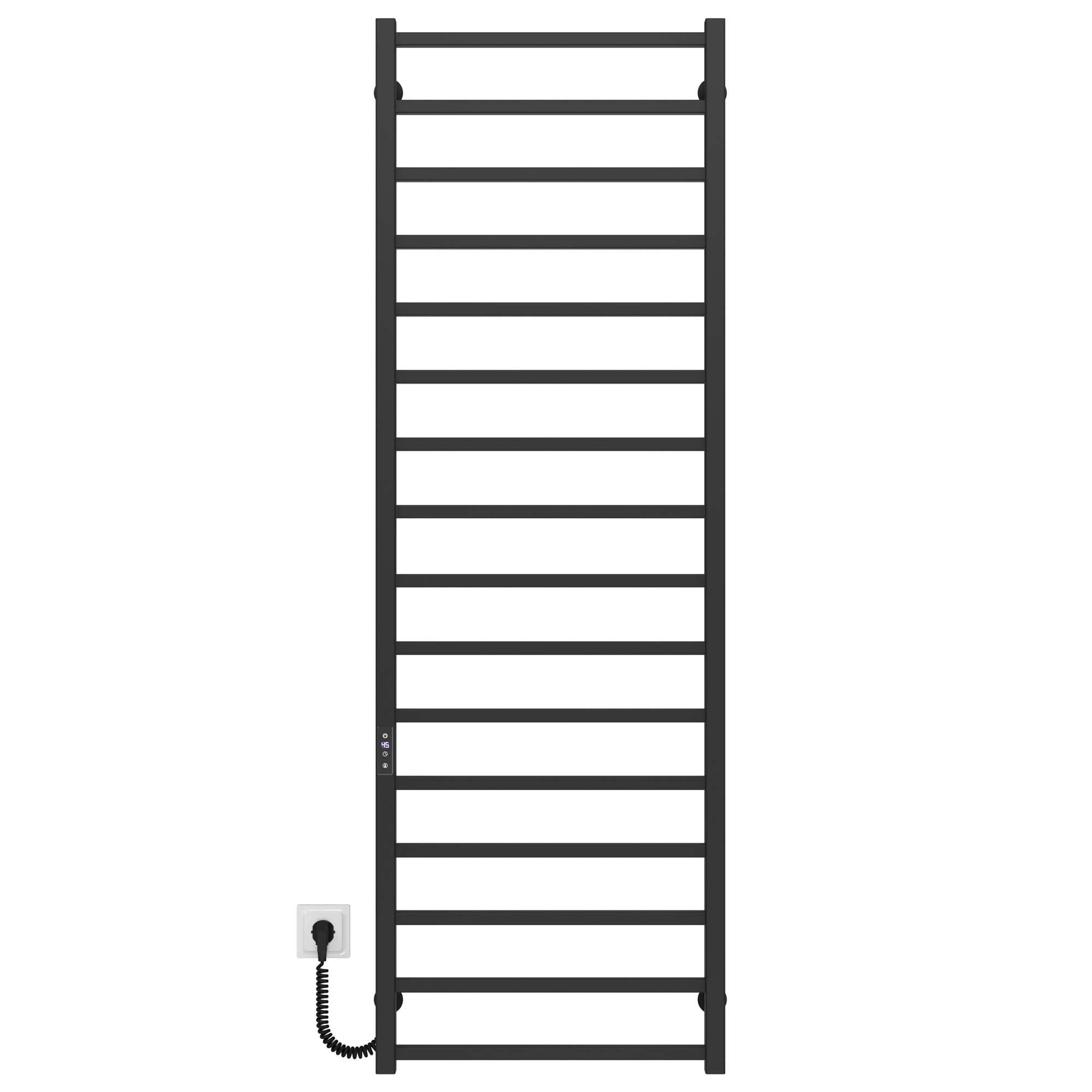 Полотенцесушитель электрический Deffi Forest П16 JD04 левое подключение нержавеющая сталь 500х1600 мм Черный (A.FR.160.50.16.EBL2)