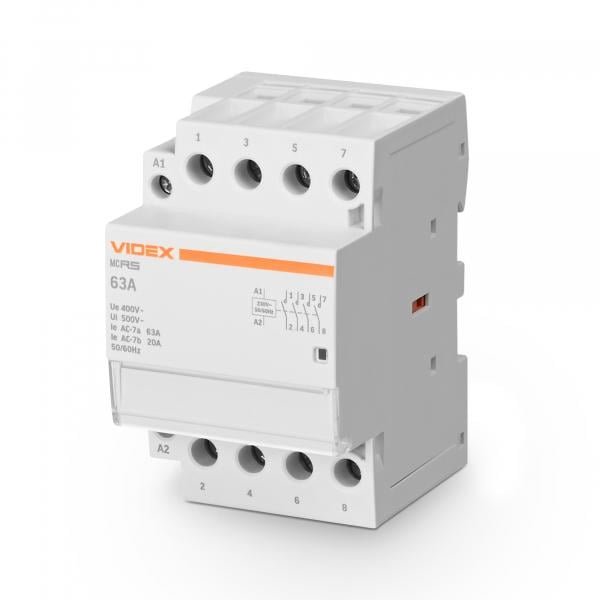 Контактор модульний Videx 4п 63 А 4НВ (VF-RS-MC4O-63) - фото 1 Контактор модульний Videx 4п 63 А 4НВ (VF-RS-MC4O-63) - фото 1