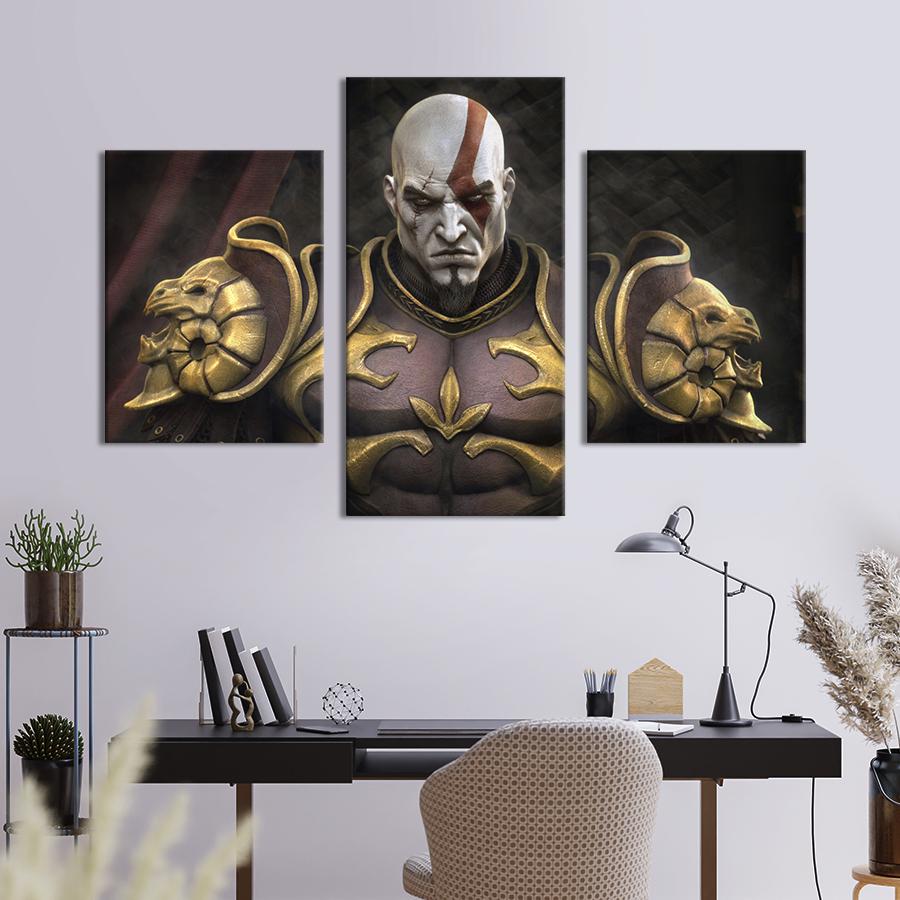 Картина на холсте триптих God of War 96x60 см (1498-32)