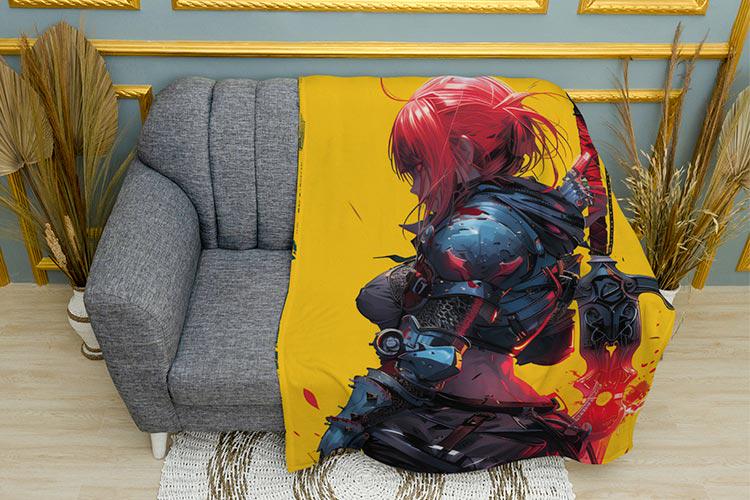 Плед A girl with a sword Аnime плюш однослойный 135х150 см (114249)