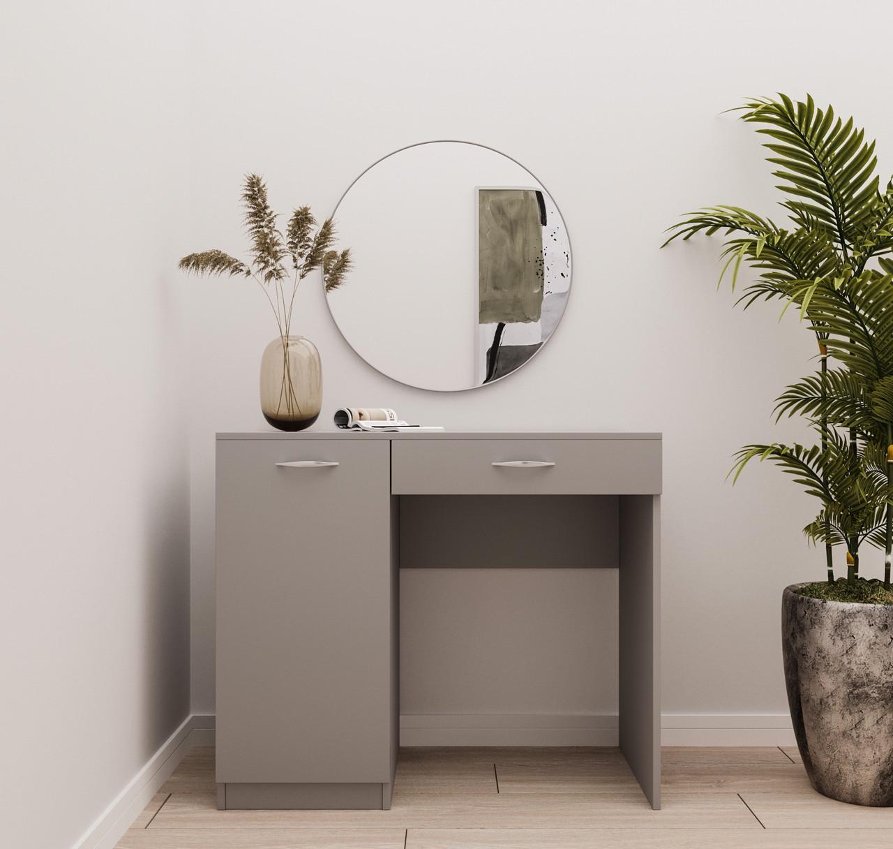 Туалетный столик New and Classic с круглым зеркалом 750х900х450 мм Серый (ТЗ-1 ручки-4) - фото 2 Туалетный столик New and Classic с круглым зеркалом 750х900х450 мм Серый (ТЗ-1 ручки-4) - фото 2