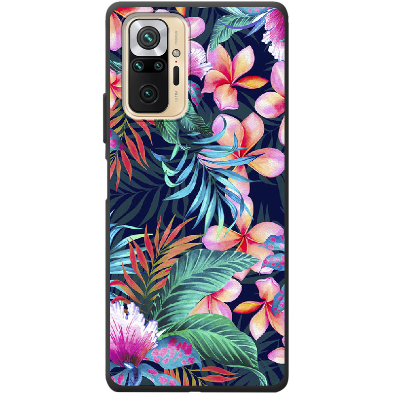 Чохол BoxFace Xiaomi Redmi Note 10 Pro flowers in the tropics Чорний силікон (42053-up1971-42363) - фото 1