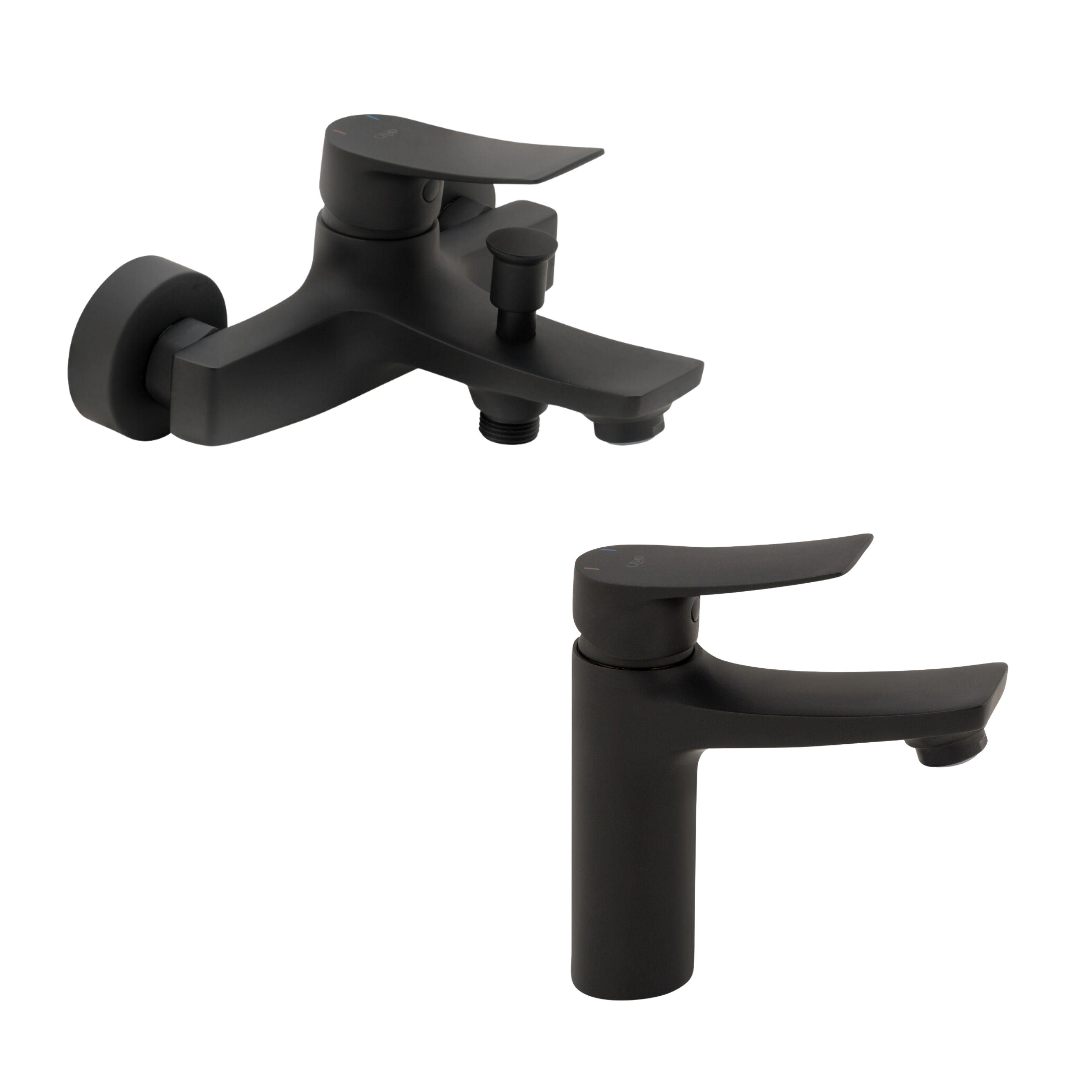 Комплект смесителей для ванны и раковины Qtap Nihonto 2в1 (QTNH3022101DCB+QTNH1022101CB)