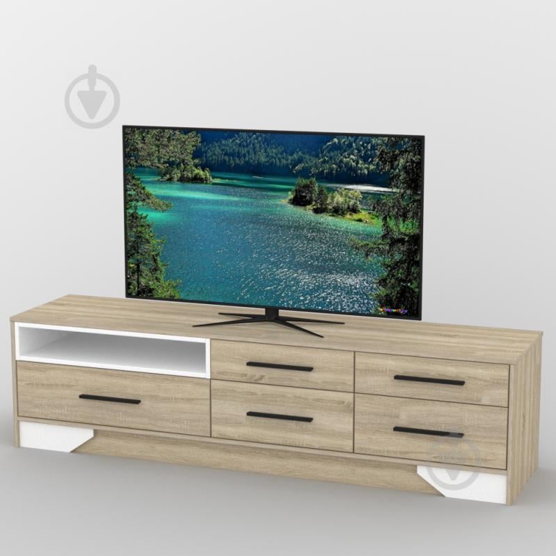 Тумба под телевизор Тиса Мебель ТВ-358 Дуб сонмоа Белый Тумба под телевизор Тиса Мебель ТВ-358 Дуб сонмоа Белый