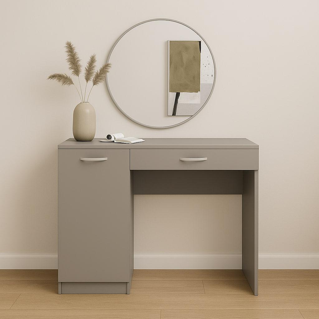 Туалетний столик New and Classic із круглим дзеркалом 750х900х450 мм Сірий (ТЗ-1 ручки-4)