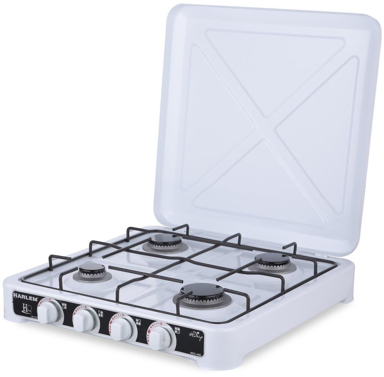 Газова плита настільна Harlem 4 конфорки з кришкою Білий