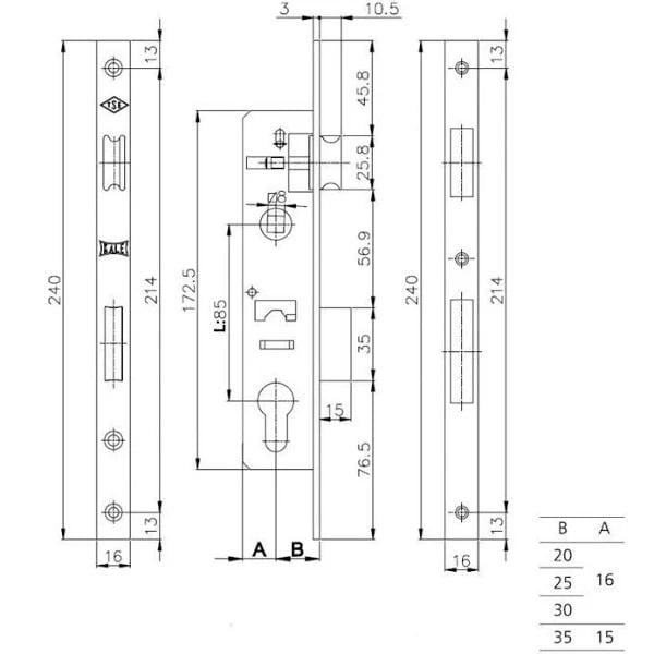 Замок врізний Kale 153 P 25 мм (40040-2) - фото 2 Замок врізний Kale 153 P 25 мм (40040-2) - фото 2