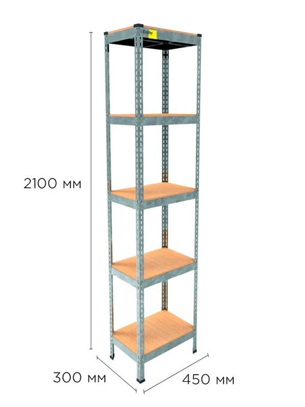 Стелаж металевий поличний MRL-2100 з 5 полицями з навантаженням 500 кг 450x300 мм Оцинкований - фото 2