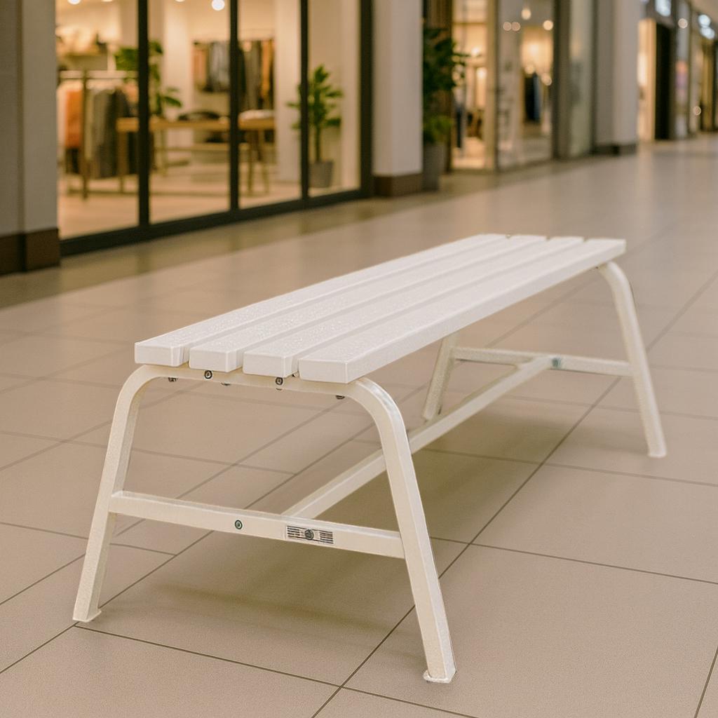 Скамейка садовая ТЕБИ ШО без спинки для дачи/парка 1503х450х650 мм Белый