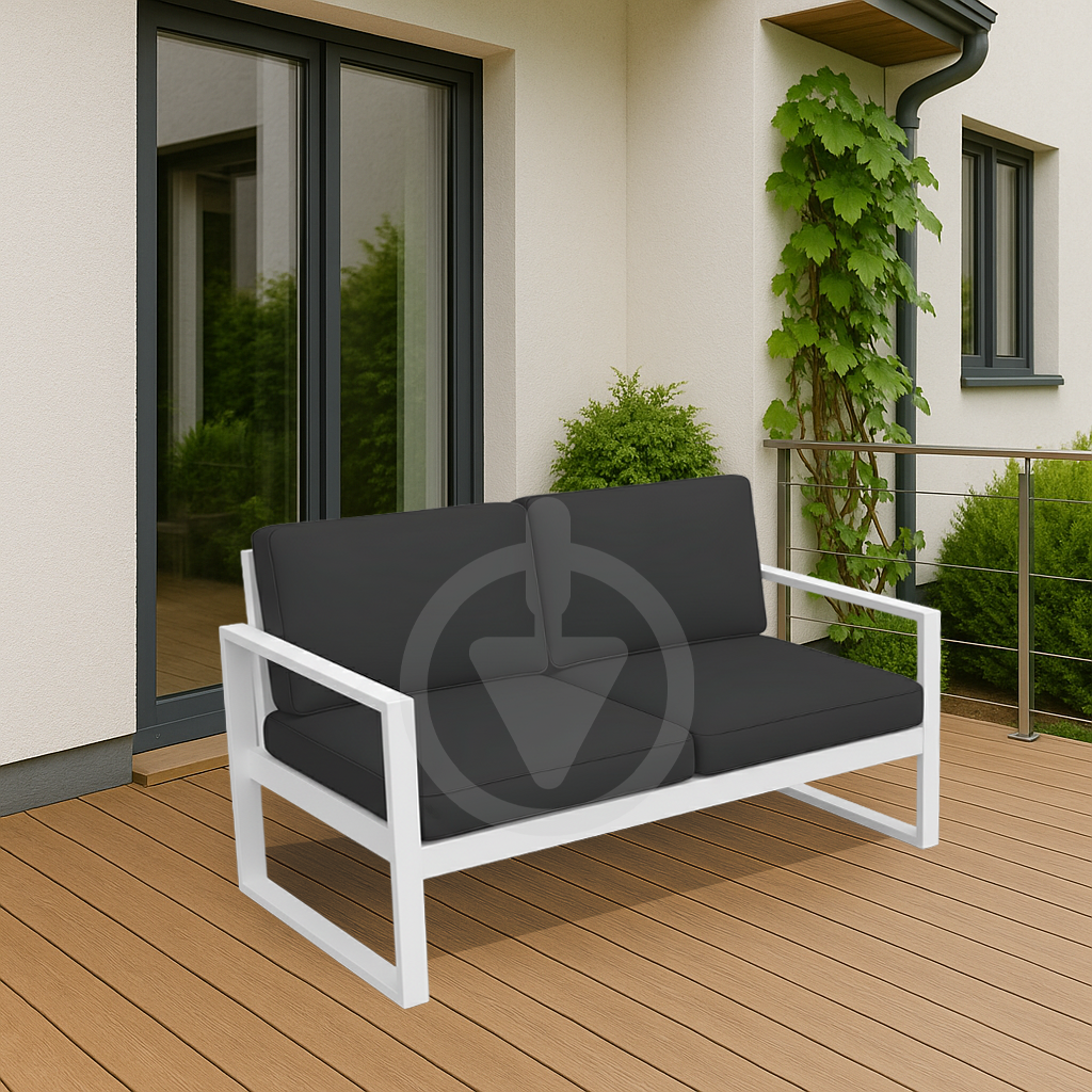 Диван металевий AVVS tech Бостон вуличний лофт з підлокітниками рогожка 160 см Темно-сірий/Білий (30067122) - фото 4