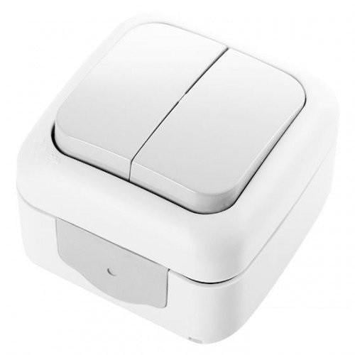 Выключатель Viko Palmiye двухклавишный наружный Белый (21537-е) Выключатель Viko Palmiye двухклавишный наружный Белый (21537-е)