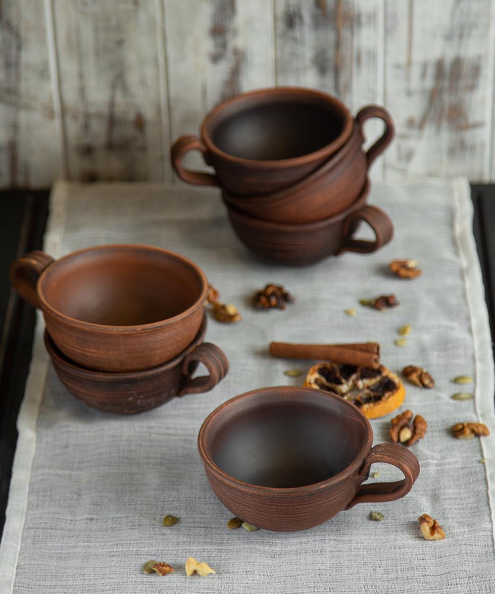 Набор чашек Винт красная глина ручная работа 200 мл 6 шт. (1370-6) - фото 4