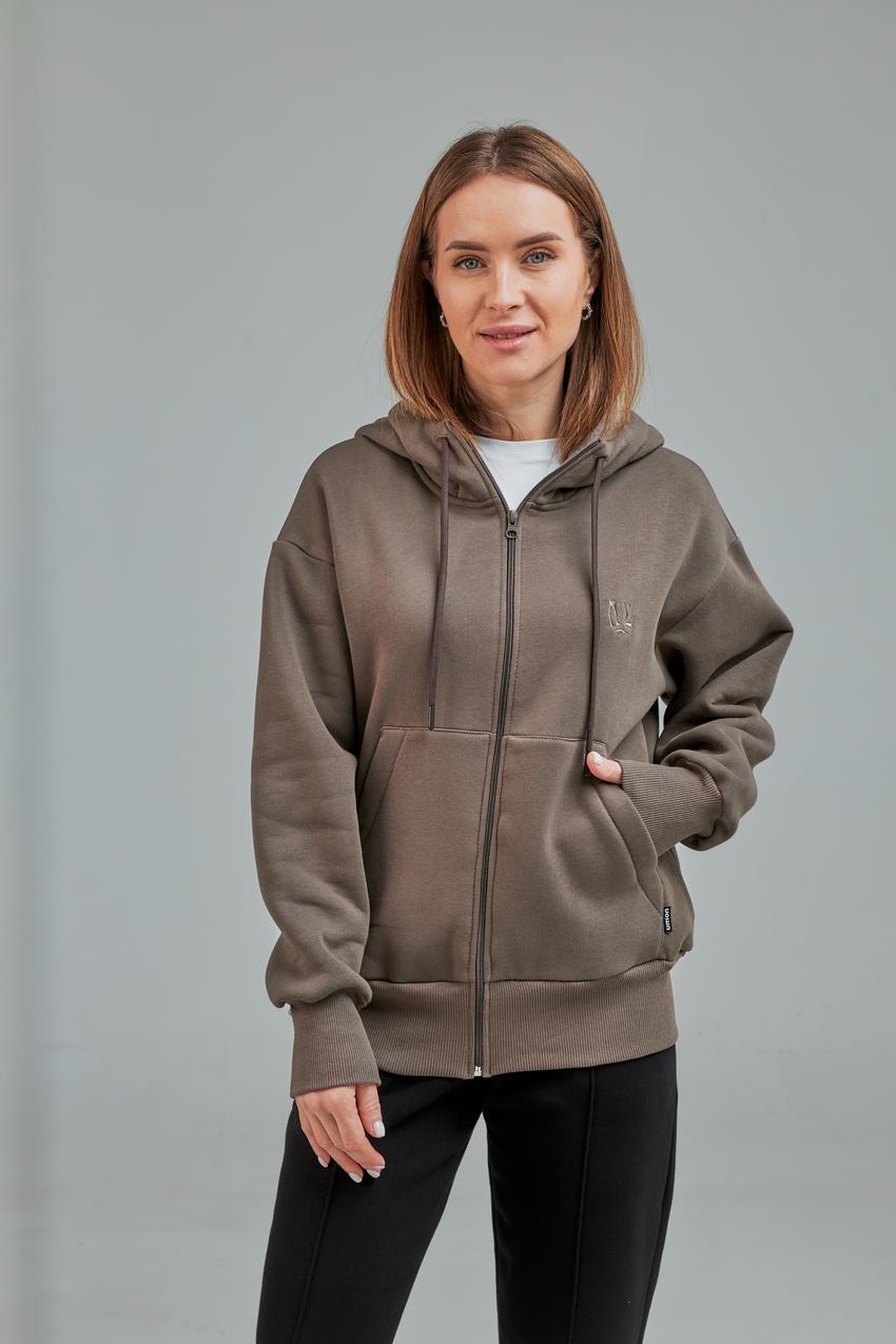Кофта женская М165.4 на на замке L Бежево-серый (622-1-62)