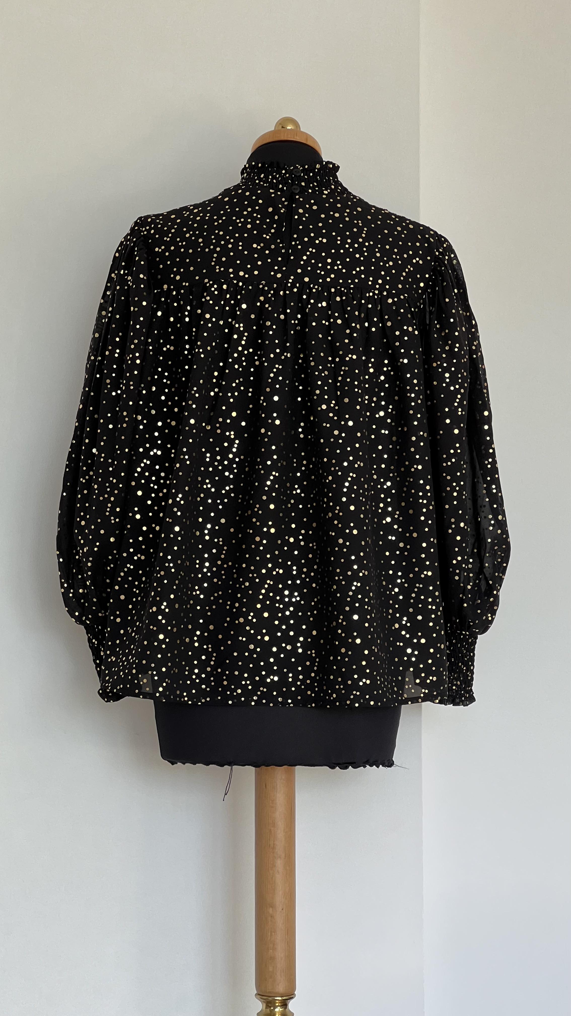 Блузка TU в золоту крапку напівпрозора L Чорний - фото 6