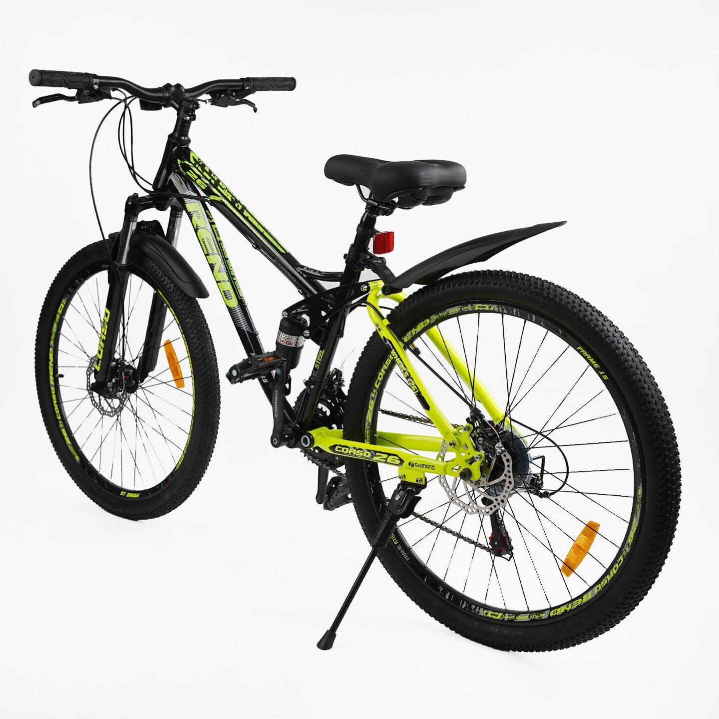Велосипед горный двухподвесной Corso Rend 26"/15" Черно-желтый (799511249) - фото 3 Велосипед горный двухподвесной Corso Rend 26"/15" Черно-желтый (799511249) - фото 3