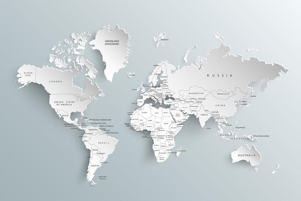 Фотообои бесшовные Карта белая с 3D эффектом 3х1,8 м (1187816)