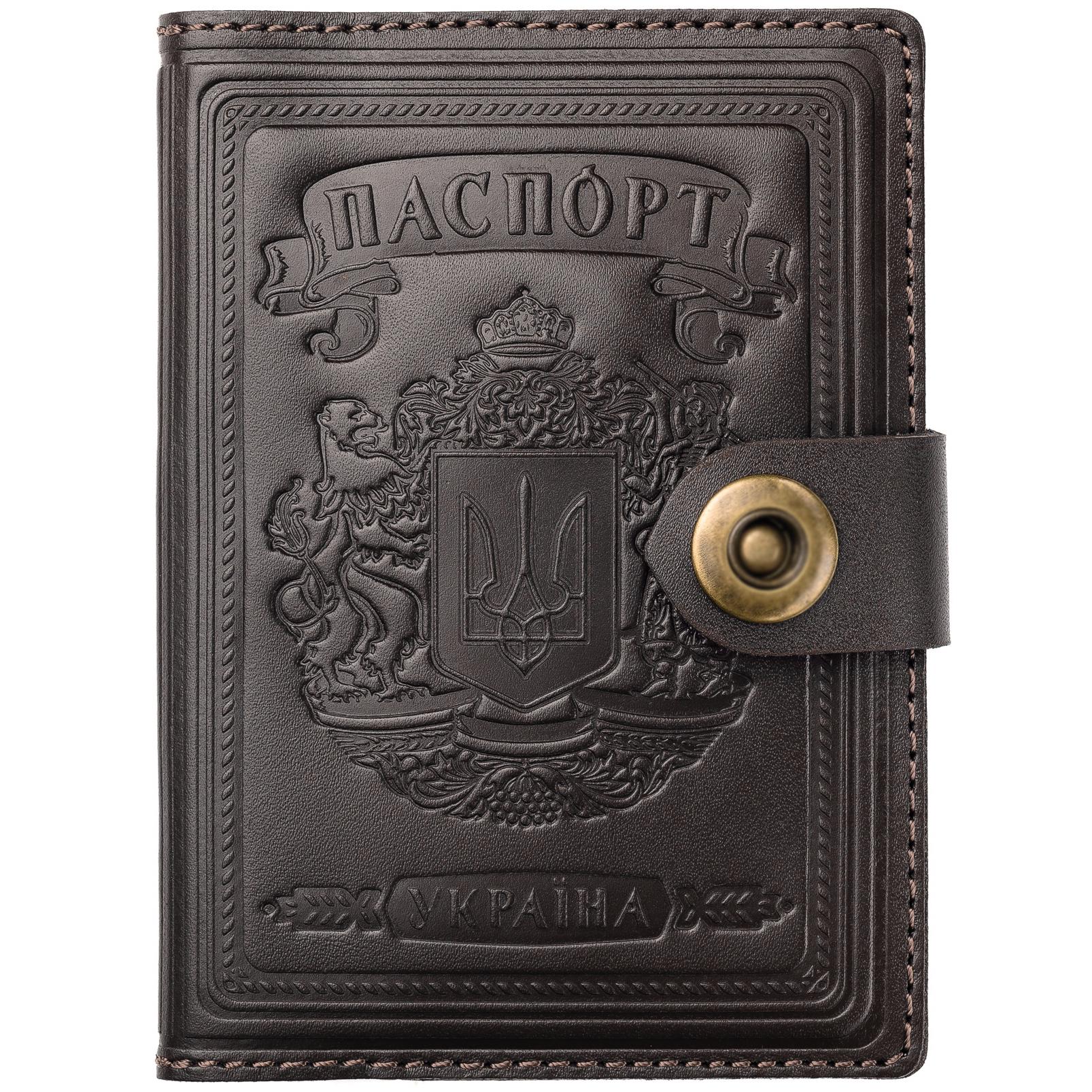 Обложка для паспорта/загранпаспорта кожаная Villini 001 Коричневый глянецевый (14395393)