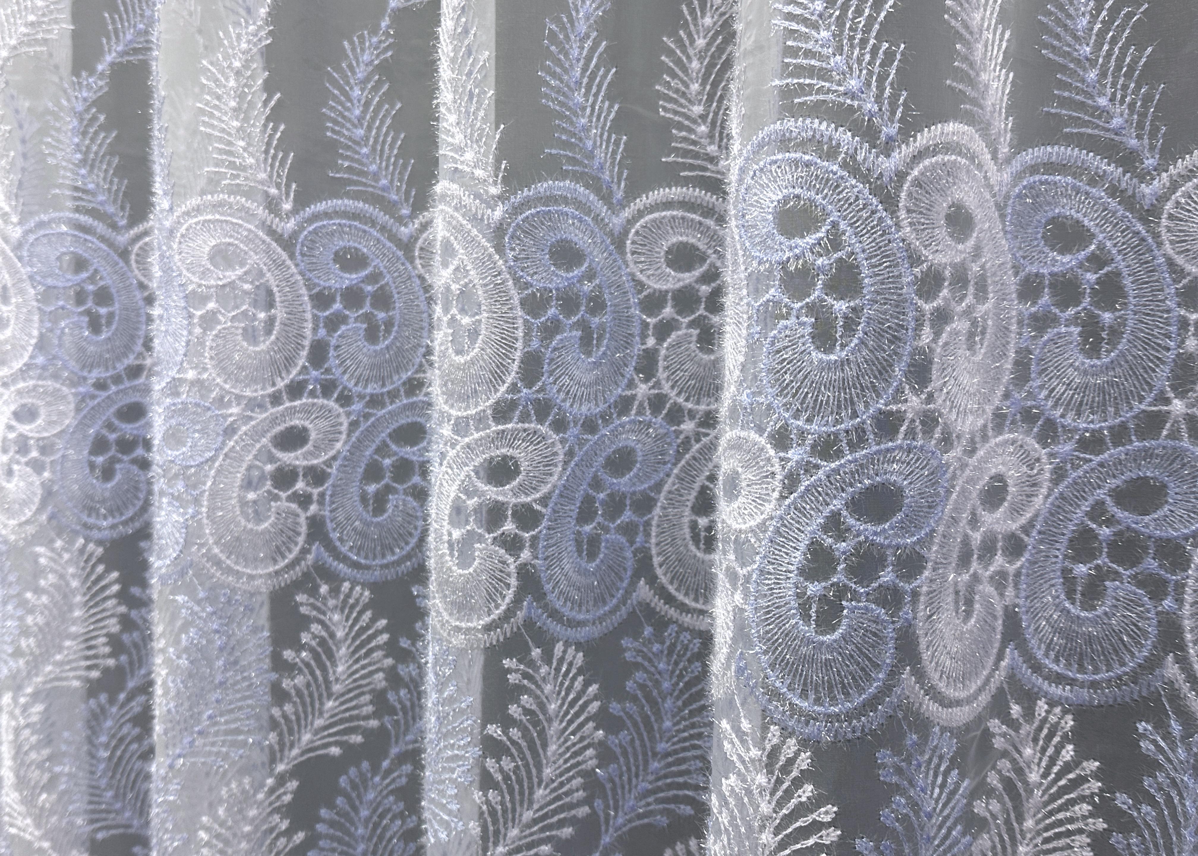 Тюль VR-Textil 1683т Органза с вышивкой и люрексом 300х270 см Голубой/Белый (42-0731) - фото 6