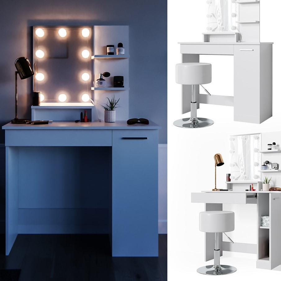 Туалетный столик с лампами Julia и стул хоккер Белый - фото 7 Туалетный столик с лампами Julia и стул хоккер Белый - фото 7