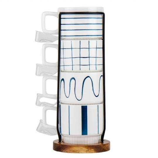 Набор кружек Elisey Геометрия с подставкой 300 мл 4 шт. (9028-015)