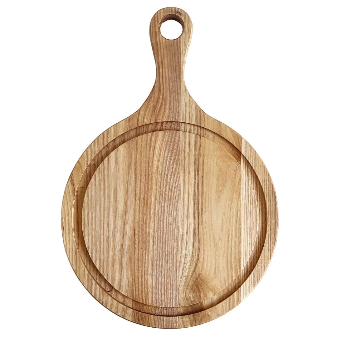 Доска разделочная деревянная с ручкой d 35 см (1925400639)