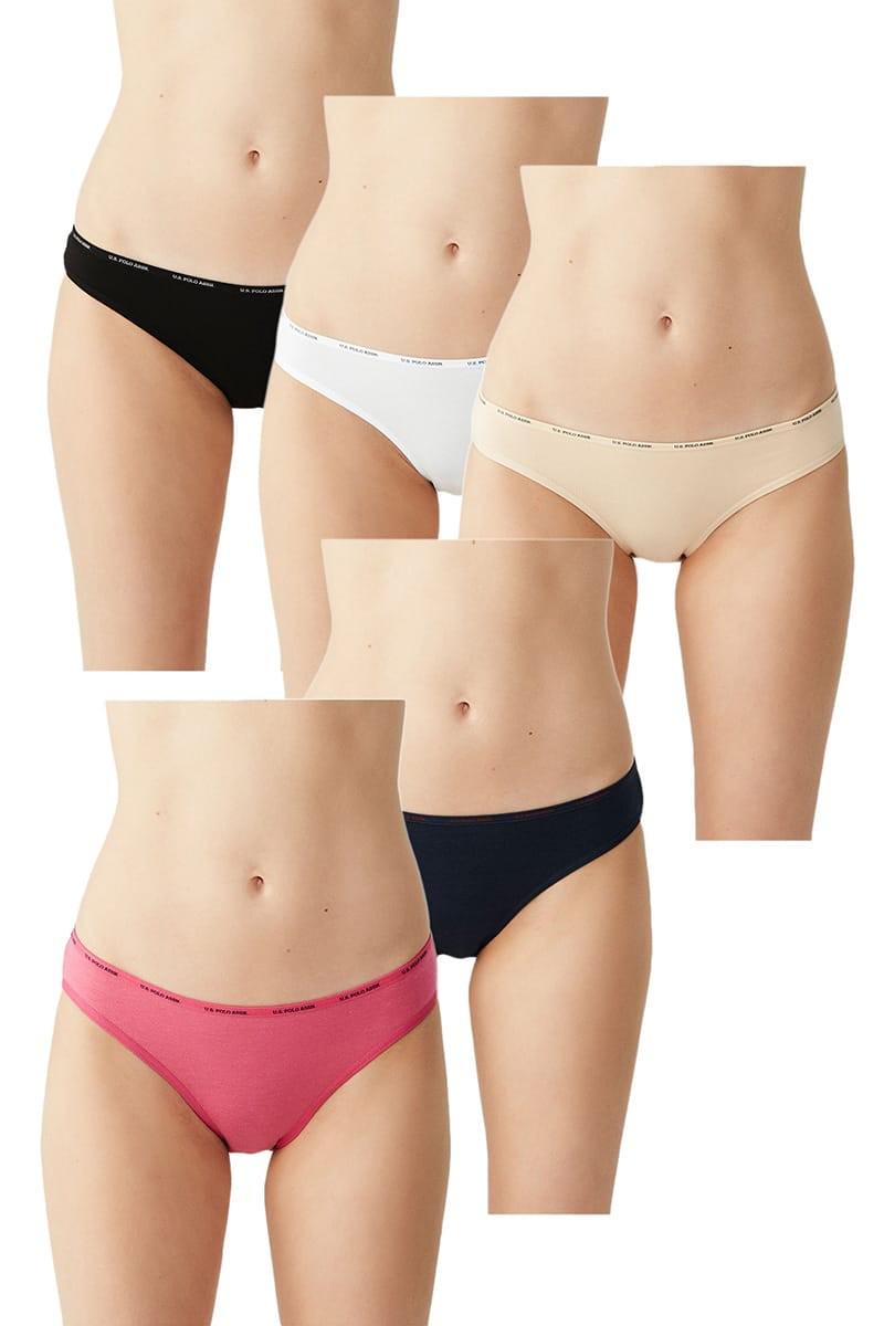 Трусики слип U.S. Polo ASSN р. 5/XL 5 шт. Черный/Белый/Бежевый/Синий/Малиновый (67911)