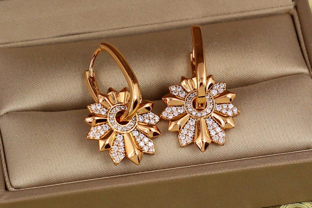 Серьги Xuping Jewelry Георгин со съемными цветками 3 см Золотистый (2427288969)