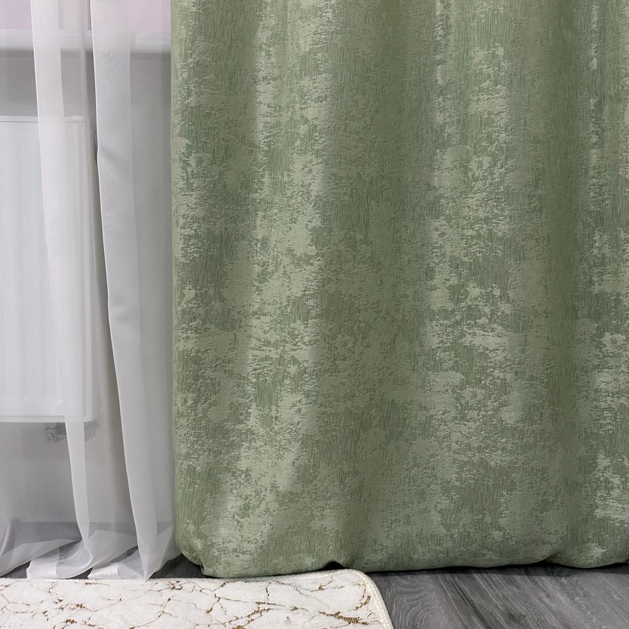 Шторы жаккардовые с мраморным узором среднее затемнение 1,5x2,7 м 2 шт. Салатовый (К1039-3) - фото 8 Шторы жаккардовые с мраморным узором среднее затемнение 1,5x2,7 м 2 шт. Салатовый (К1039-3) - фото 8