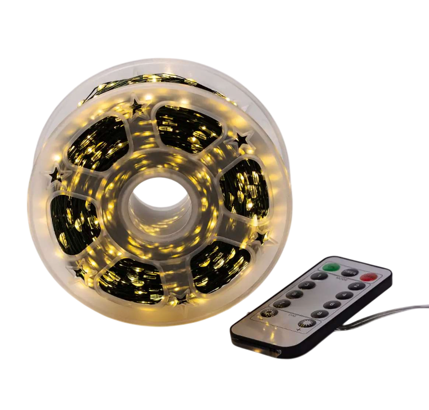 Гірлянда Роса нитка з пультом 2000 LED 200 м від мережі зелений провід Жовтий