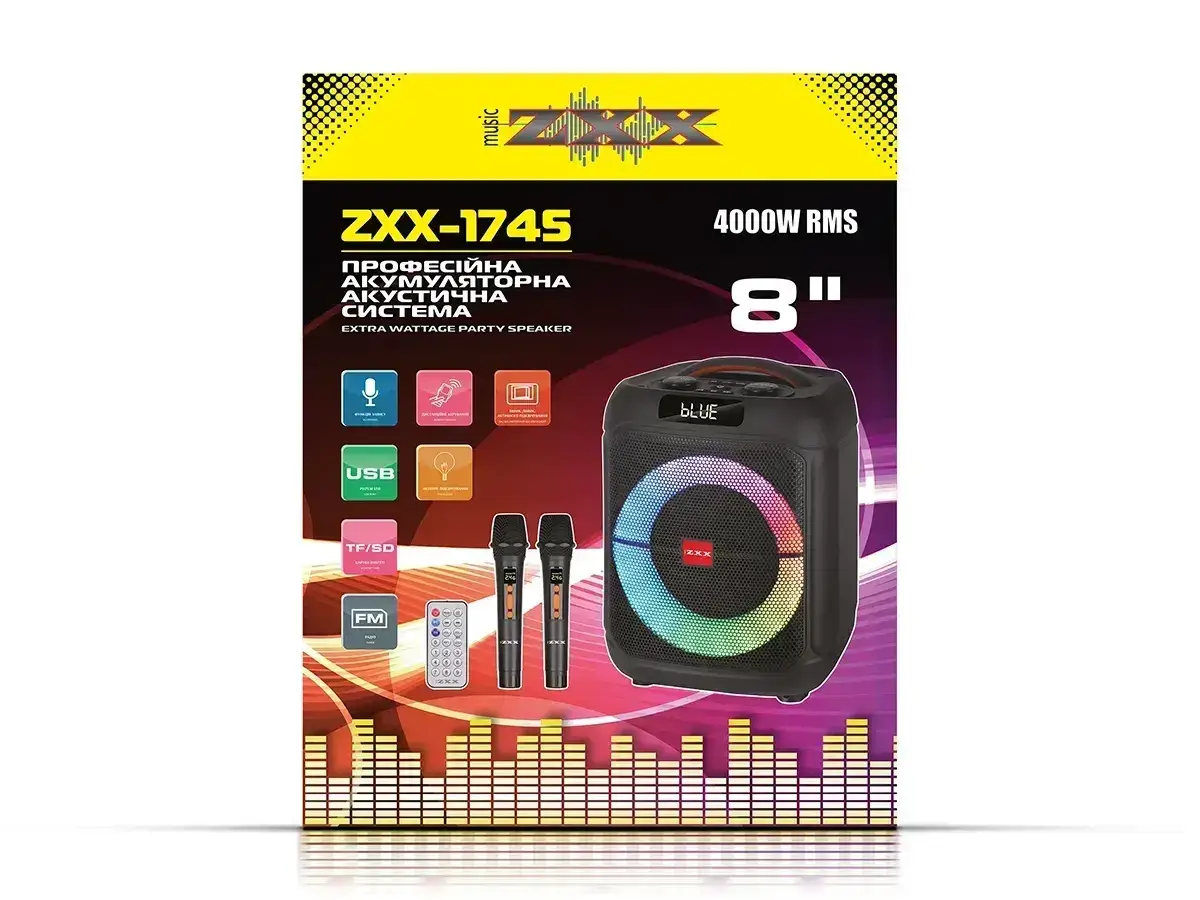 ᐉ Портативная колонка для караоке ZXX-1745 Bluetooth LED