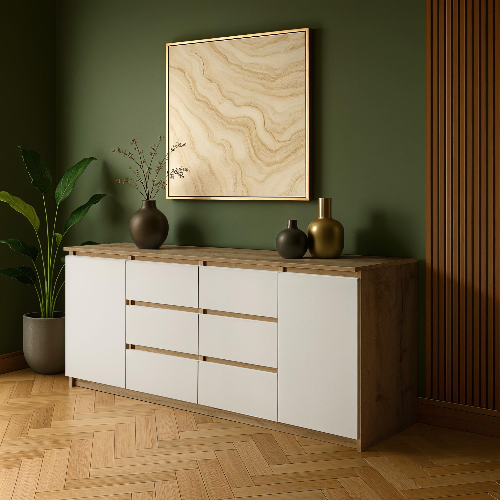 Комод Kraft 1600х345х750 мм Дуб Аппалачи/Белый - фото 1