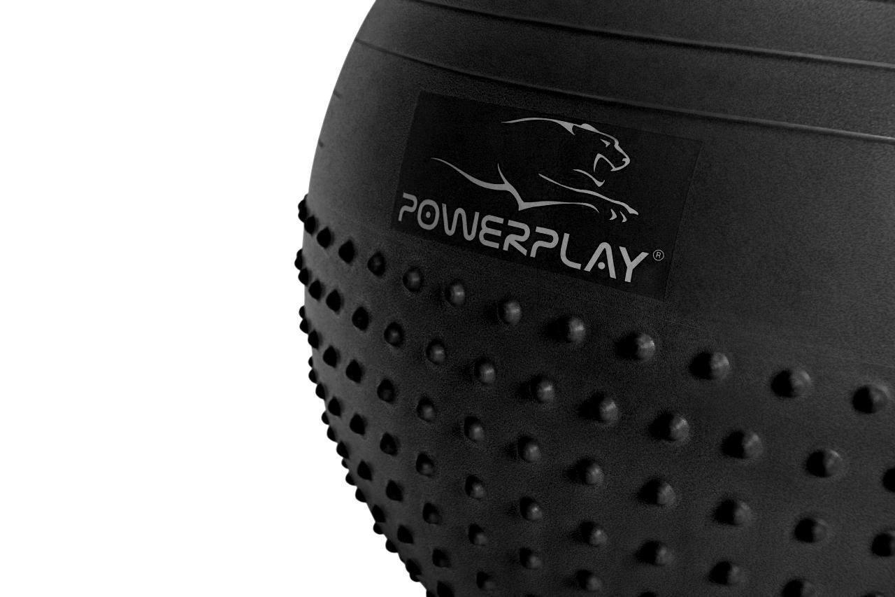 Мяч для фитнеса PowerPlay 4003 Gymball полумассажный с помпой Ø 75 см Темно-серый (15313059) - фото 5