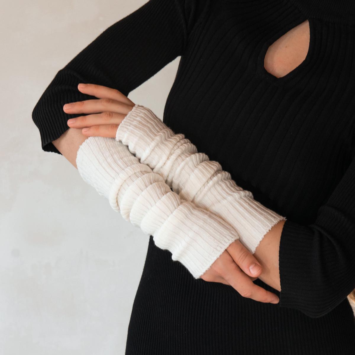 Митенки по локоть кашемировые XXS-XXXXL Теплый белый (61440) - фото 3